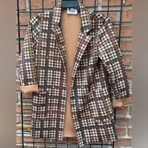 Free For Humanity Stylish Houndstooth Women's Coat Made in Italy